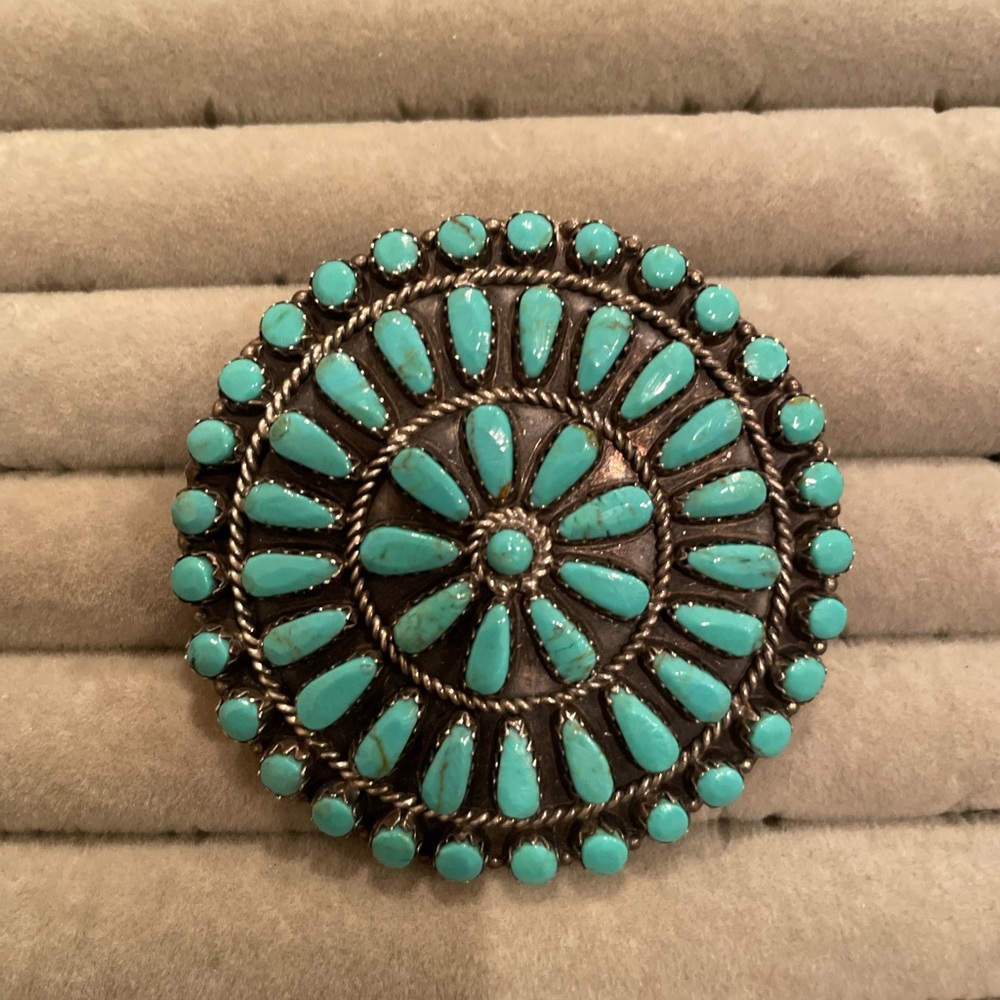 Turquoise silver pendant/pin vintage